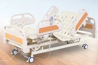 Hospital Bed or Medical Three Function Manual ICU Bed Abs Panel/ABS Railing for Patient