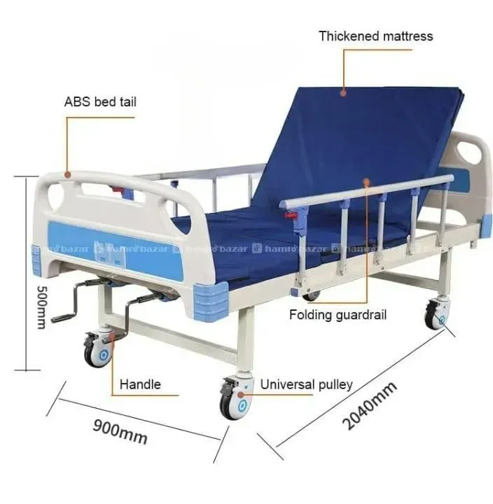 Semi Fold ABS Panel Bed with side rails, matress & wheels