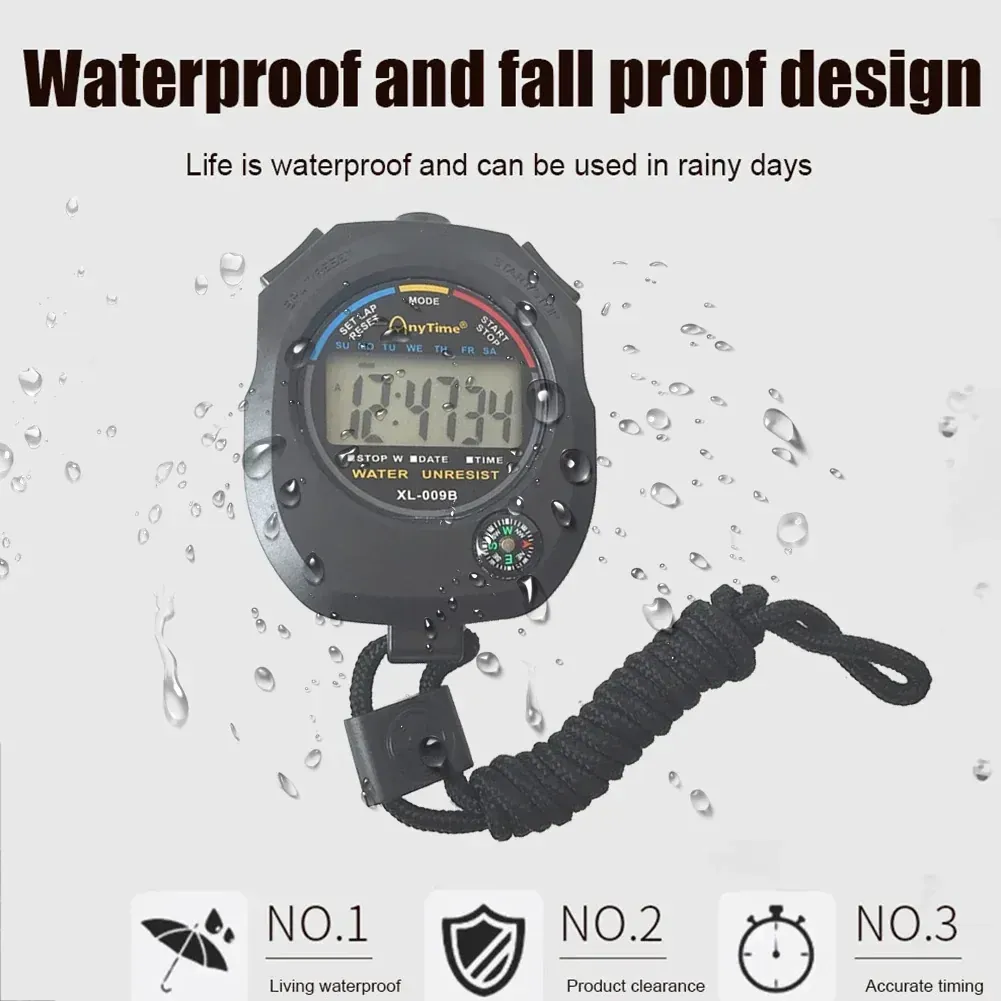 Electronic Digital Handheld Stopwatch XL-009B | Multi-Function Sports Timer with Alarm, Calendar & Compass for Running, Training & Sports Timing