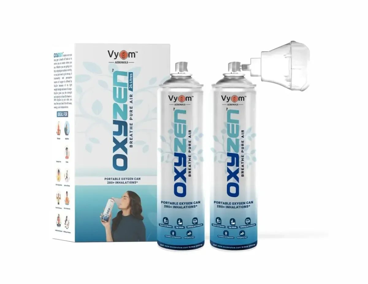 OXYZEN Portable Oxygen Cylinder | 960ML | with Mask for Travelling | Trekking High Altitude | Fitness | Home Use