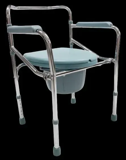 Stainless Commode chair with Backrest and Arm Rest