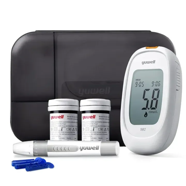 Yuwell 582 Blood Glucose Monitoring System Kit – Glucometer with Strips & Lancets