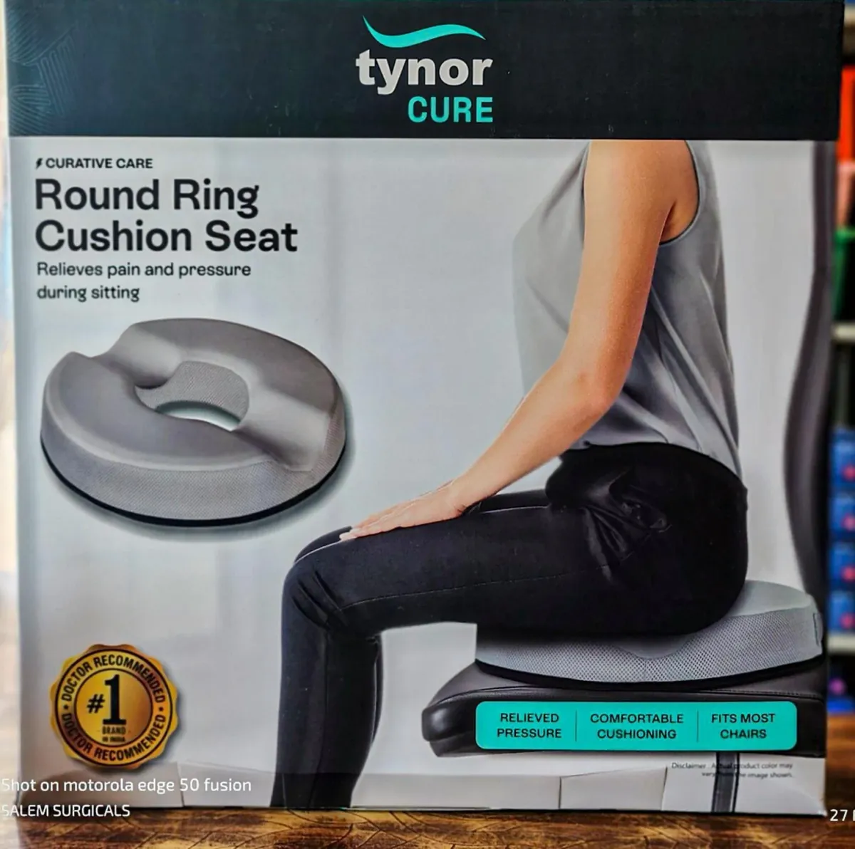 Tynor Round Ring Cushion Seat I-72 Universal Donut Pillow for Piles, Tailbone Pain Relief, Office Chair & Wheelchair