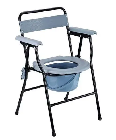 Foldable Commode Chair with Removable Bucket – Portable Toilet Chair for Elderly & Patients