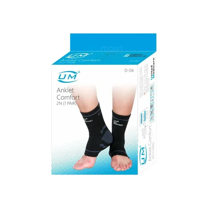 UM D-04 Anklet Comfort 2N (1 Pair) – Elastic Ankle Support Sleeve for Pain Relief & Daily Use 